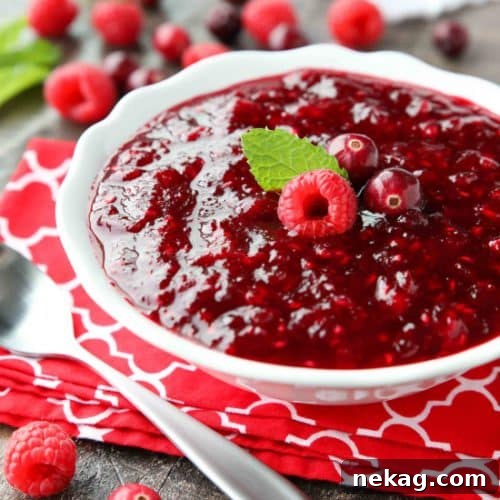 Jar of raspberry cranberry sauce