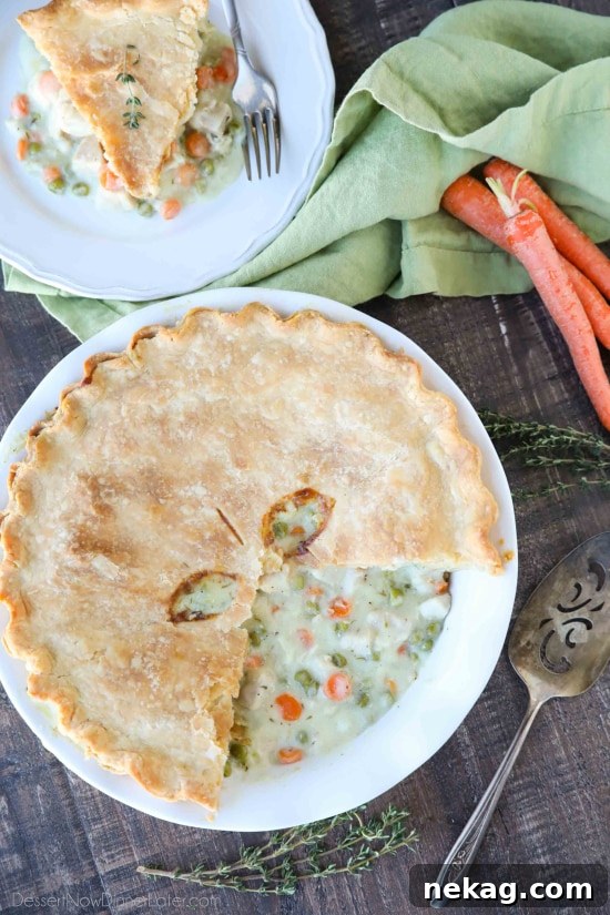 Classic Homemade Chicken Pot Pie Recipe for Comforting Family Dinners 3 This classic Chicken Pot Pie is made from scratch with a creamy and flavorful chicken and vegetable filling tucked inside of a flaky pastry crust. Homemade comfort food that the whole family loves!