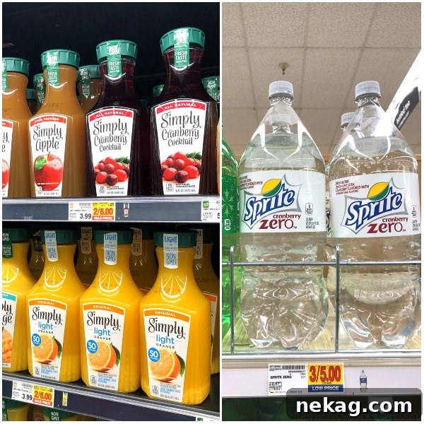 Simply® Cranberry Cocktail, Simply® Orange Lt Pulp Free, Sprite® Cranberry Zero