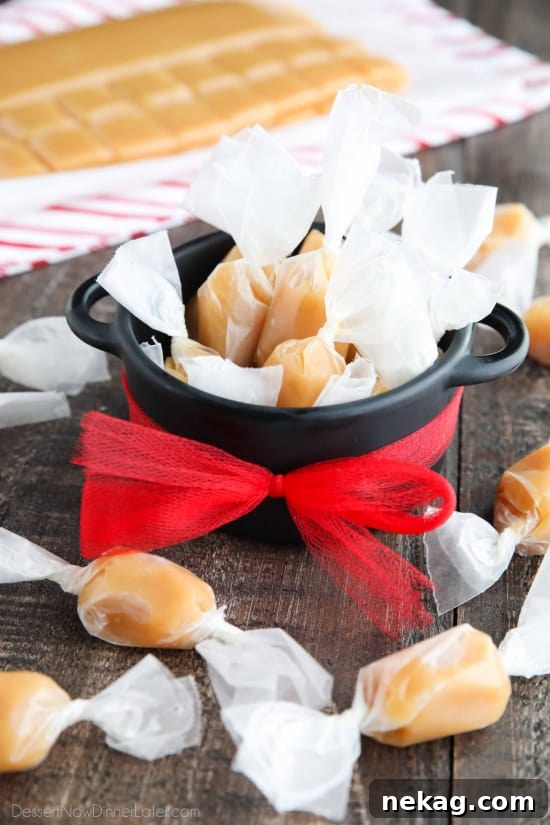 How to Make Classic Homemade Caramels from Scratch 3 Homemade Caramels close-up.