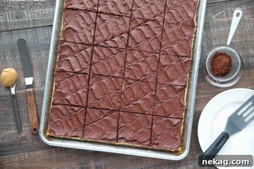 Chewy No-Bake Peanut Butter Bars Recipe 4 These Peanut Butter Bars with oatmeal are a soft and chewy baked cookie dessert topped with an extra layer of peanut butter, and a decadent chocolate frosting. Perfect for parties and potlucks! (Serves a crowd.)