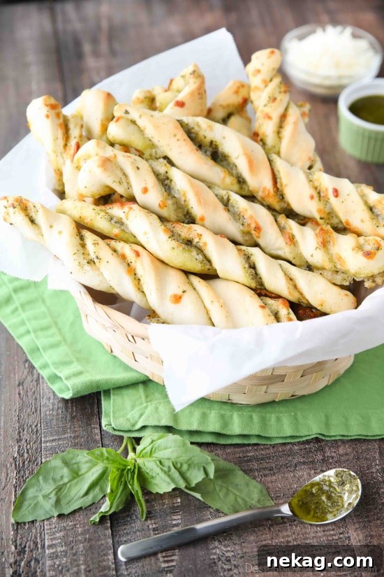 Crispy Pesto Breadsticks Recipe for Garlic-Parmesan Dipping 3 These easy Pesto Breadsticks are soft and flavorful with savory basil pesto and cheesy mozzarella twisted inside. A great appetizer or side for soup, salad, or pasta.