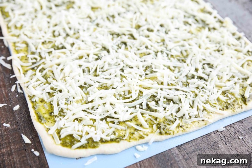 Crispy Pesto Breadsticks Recipe for Garlic-Parmesan Dipping 7 Rhodes bread dough slathered with pesto and shredded mozzarella.