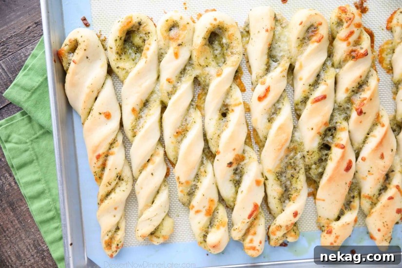 Crispy Pesto Breadsticks Recipe for Garlic-Parmesan Dipping 10 These easy Pesto Breadsticks are soft and flavorful with savory basil pesto and cheesy mozzarella twisted inside. A great appetizer or side for soup, salad, or pasta.