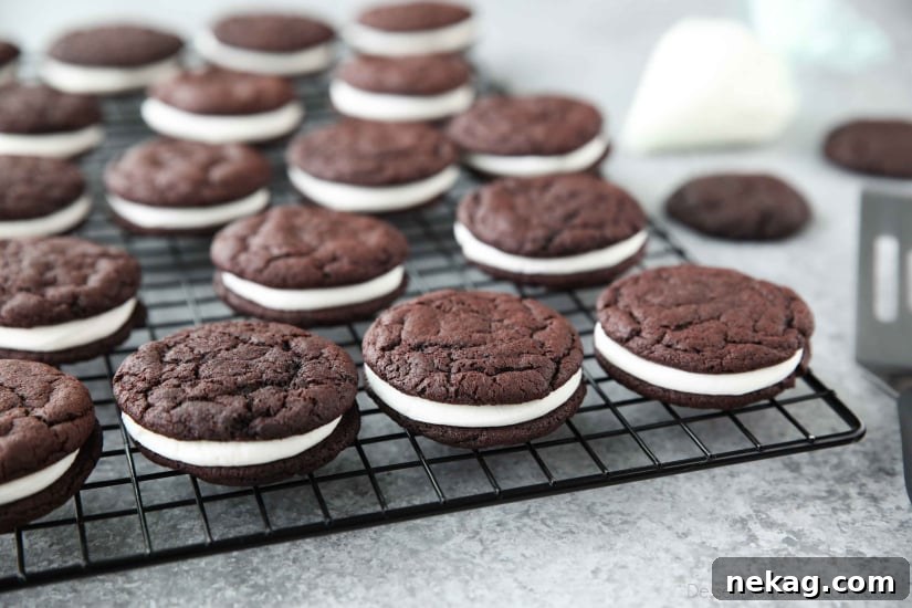 Homemade Oreo Cookies with Step-by-Step Video Tutorial 5 These easy Homemade Oreos are made completely from scratch. Soft, fudgy (brownie-like) chocolate cookies are stuffed with a simple, vanilla cream filling.