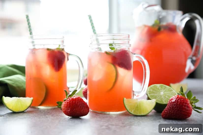 Strawberry Agua Fresca (agua fresca de fresa) is an easy Mexican drink of refreshing fruit water that is lightly sweetened and uses fresh summer strawberries.