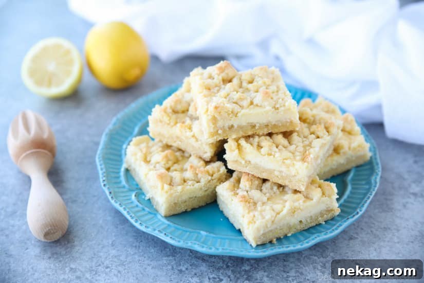 Lemon Crumb Bars have a lightly sweet and buttery cookie base that doubles as the crumb topping, and an easy creamy lemon filling in the center. A delicious bar dessert that is a great substitute for pie.