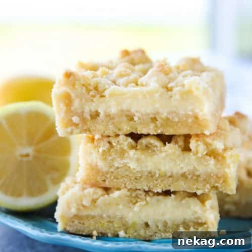 Lemon Crumb Bars have a lightly sweet and buttery cookie base that doubles as the crumb topping, and an easy creamy lemon filling in the center. A delicious bar dessert that is a great substitute for pie.