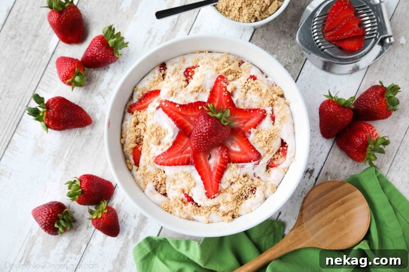 Strawberry Cheesecake Salad Recipe with Creamy Dressing 5 Strawberry Cheesecake Salad is loaded with cream cheese, jello pudding, yogurt, fresh strawberries, and whipped topping then sprinkled with a graham cracker crust. It's a delicious potluck salad, fluff salad, or decadent fruit salad that doubles as a dessert.