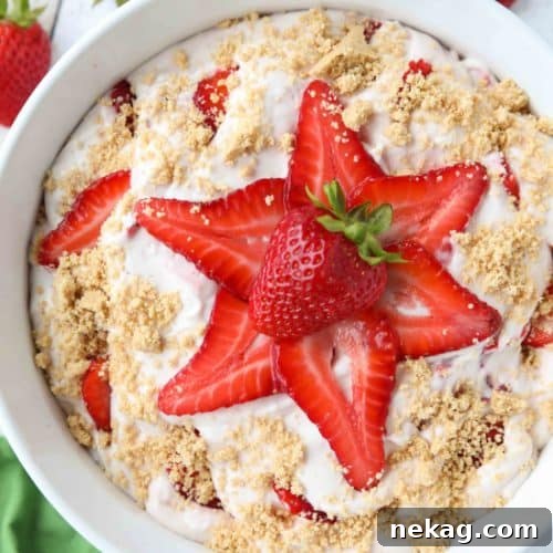 Strawberry Cheesecake Salad Recipe with Creamy Dressing 6 Strawberry Cheesecake Salad is loaded with cream cheese, jello pudding, yogurt, fresh strawberries, and whipped topping then sprinkled with a graham cracker crust.