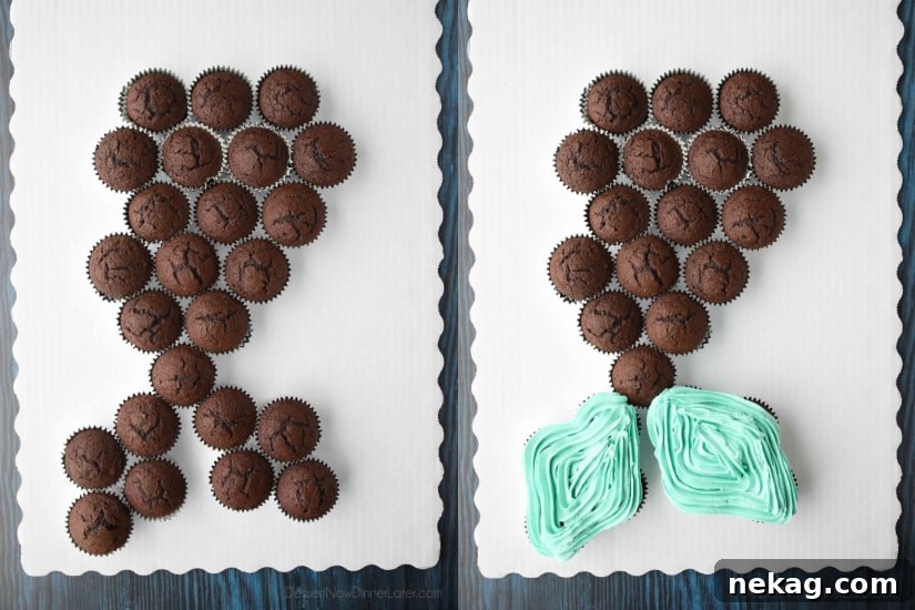 Mermaid Tail Pull Apart Cupcake Cake Template - 24 cupcakes (1 box cake mix)