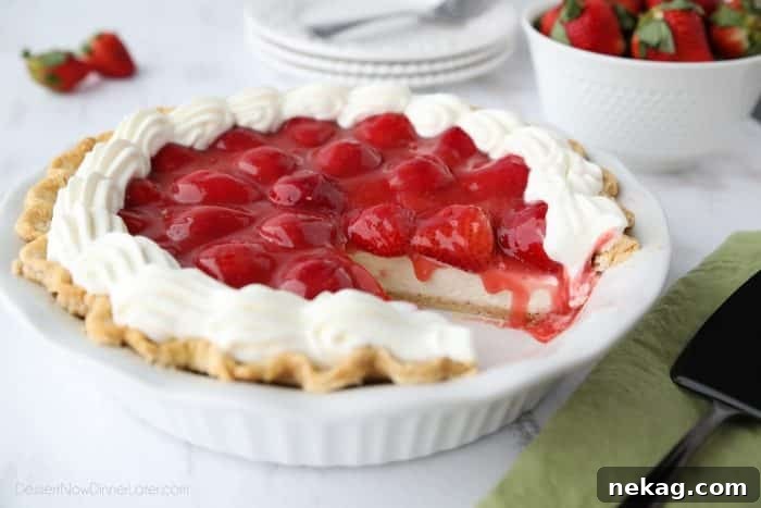 Strawberry Cream Cheese Pie is light, fruity, and delicious. A perfect dessert for Valentine's Day or summer potlucks.