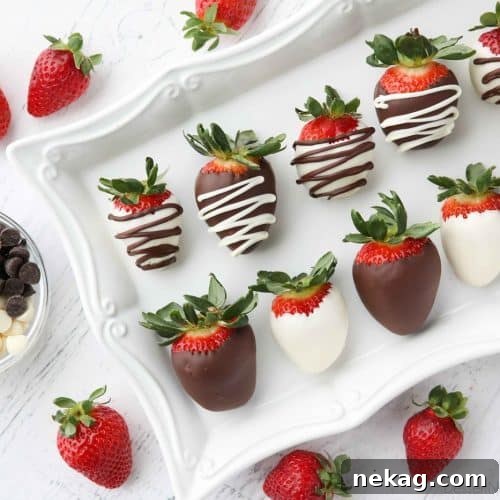 Make an assortment of chocolate covered strawberries easily at home. Plain or drizzled, these chocolate dipped strawberries are beautiful and delicious.