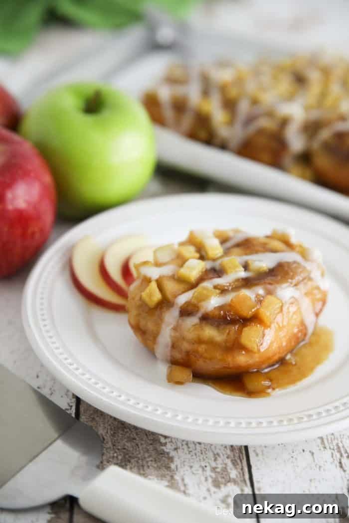 Caramel Apple Cinnamon Rolls with Brown Sugar Glaze 2 Caramel Apple Cinnamon Rolls are a twist on caramel pecan rolls, with fresh apples instead of nuts. They’re made easy with frozen cinnamon rolls so half the work is done for you! A great breakfast or dessert in the Fall, on holidays, or the weekend.