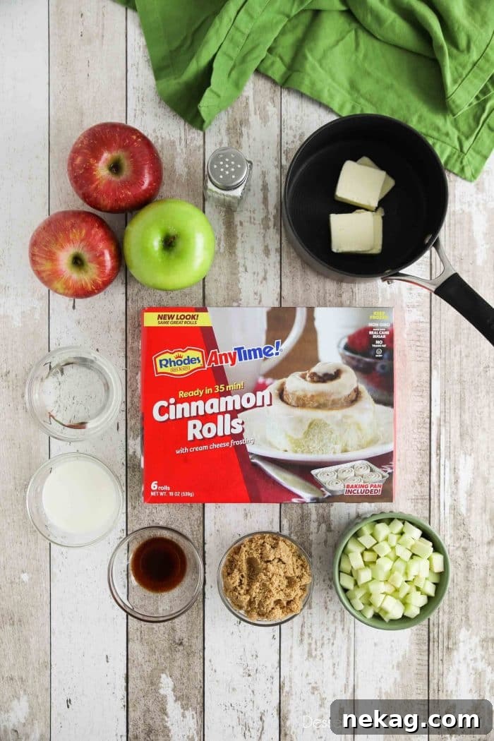 Caramel Apple Cinnamon Rolls with Brown Sugar Glaze 4 Rhodes AnyTime!® Cinnamon Rolls are a great shortcut for these Caramel Apple Cinnamon Rolls.
