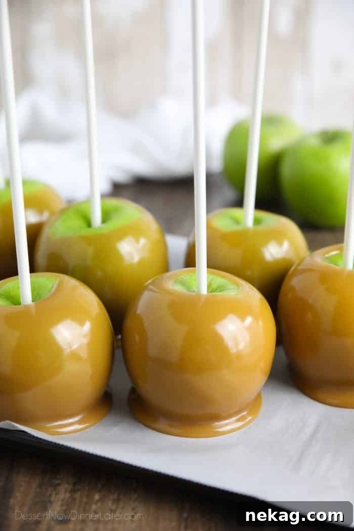 Classic homemade caramel apples are fun to make from scratch. Any leftover caramel can be cooled, cut, and wrapped for treats. Plus tips and tricks to make professional looking caramel apples at home.