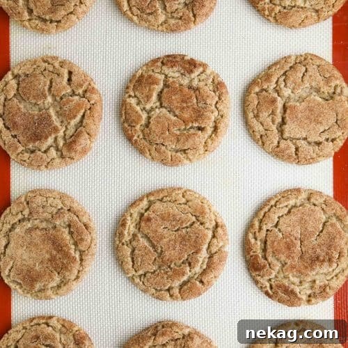 Apple Butter Cookies Recipe with Video Tutorial 9 Top view of baked apple butter cookies on a cookie sheet.
