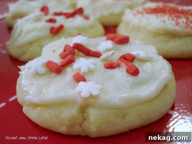 No Roll Frosted Sugar Cookies are so soft, chewy, and easy to make! No rolling and cutting required!