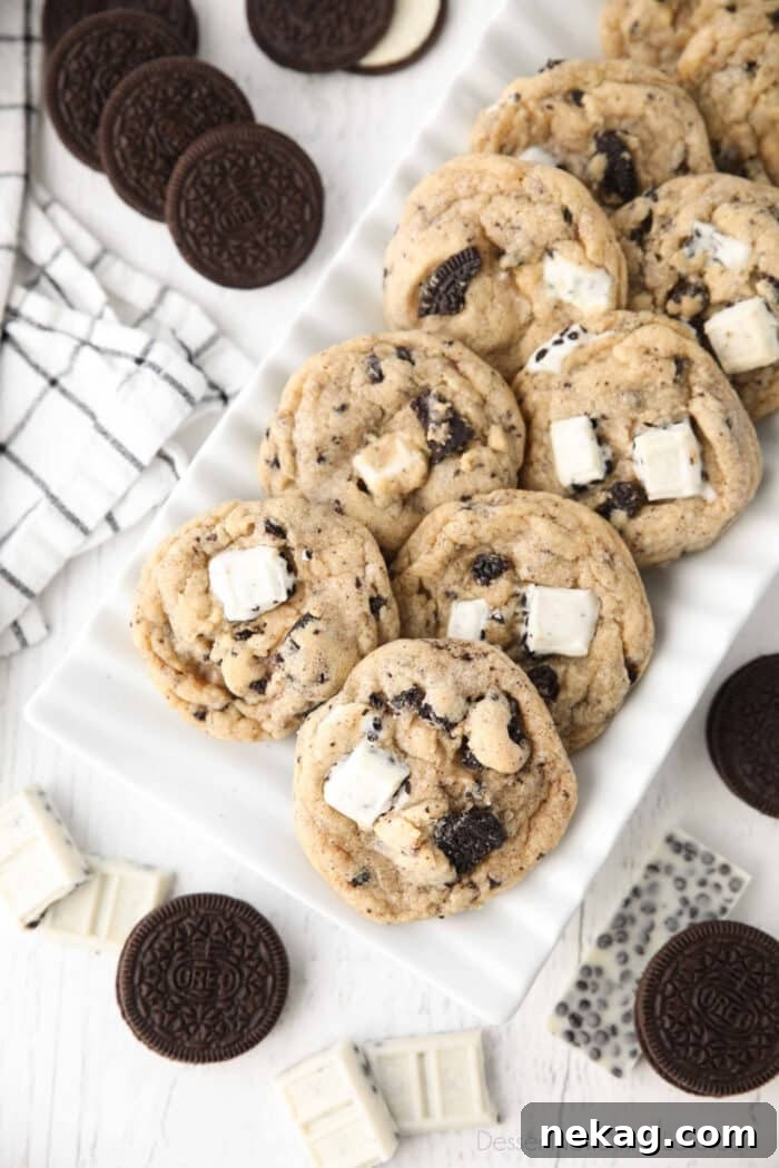 Cookies & Cream Sandwich Cookies: Homemade Oreo-Style Recipe 2 Rectangular platter layered with cookies and cream cookies.