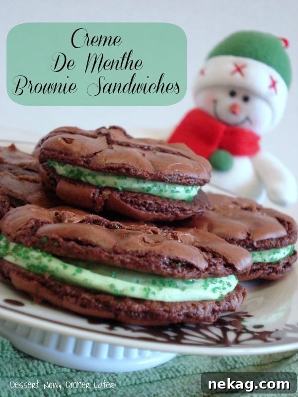 Mint Chocolate Brownie Sandwiches with Creamy Creme de Menthe Filling 2 img 292 1