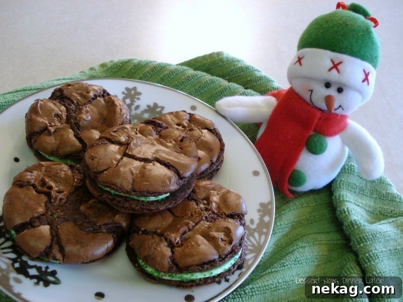 Mint Chocolate Brownie Sandwiches with Creamy Creme de Menthe Filling 3 img 292 2
