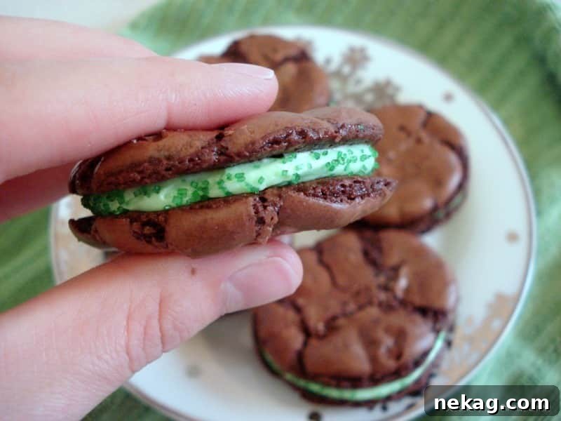 Mint Chocolate Brownie Sandwiches with Creamy Creme de Menthe Filling 4 Creme De Menthe Brownie Sandwiches