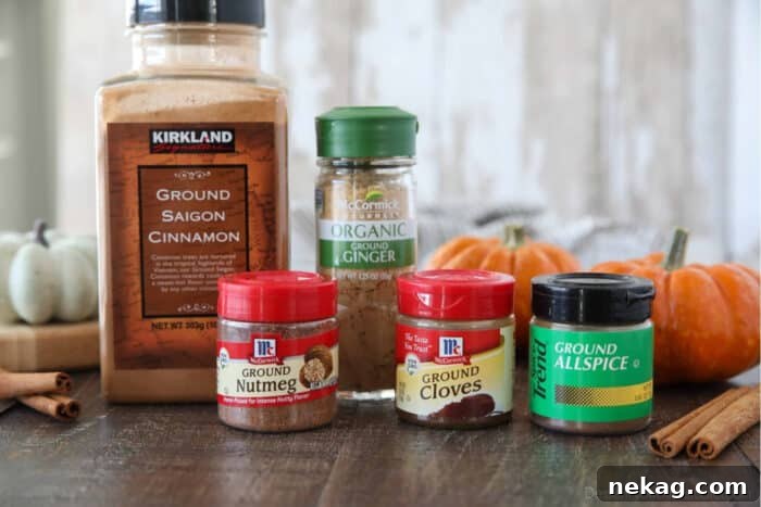 How to Make Homemade Pumpkin Pie Spice Blend for Fall Baking 3 Ingredients for homemade mccormick pumpkin pie spice: ground cinnamon, ground ginger, ground nutmeg, ground cloves, and ground allspice.