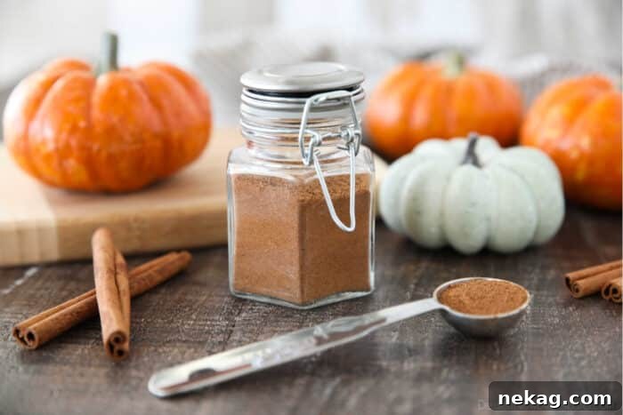 How to Make Homemade Pumpkin Pie Spice Blend for Fall Baking 5 Closeup of a jar of DIY pumpkin pie spice.