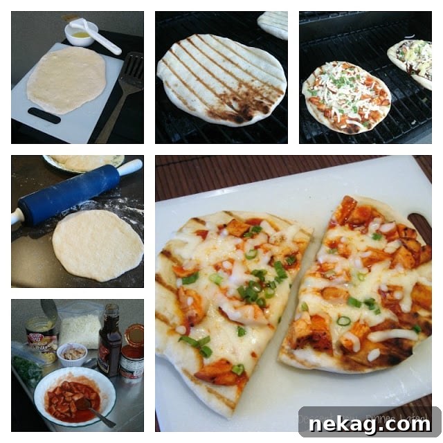 Grilled pizza on the barbecue