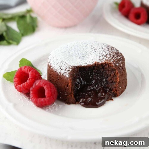 Molten Chocolate Lava Cake Recipe with Step-by-Step Video 12 Focus on pudding center of chocolate lava cake.