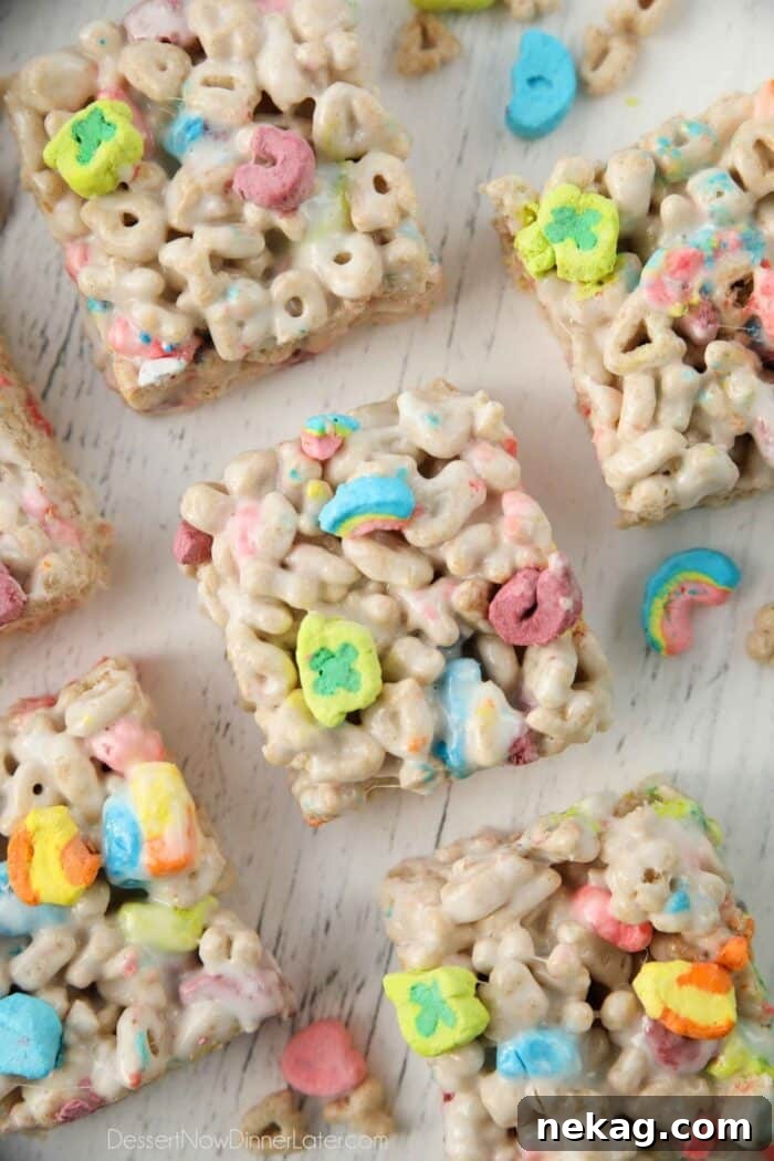 How to Make Irresistible Lucky Charms Treats at Home 2 Close-up top view of Lucky Charms Treats.
