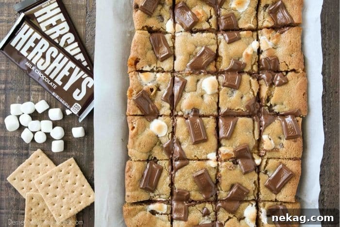 No campfire needed for these cookie bars filled with your favorite s'mores ingredients.