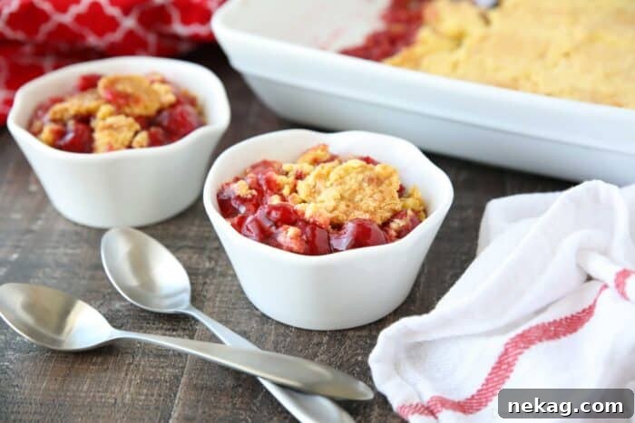 Classic Cherry Dump Cake Recipe for Quick Summer Desserts 8 Bowls full of easy cherry dump cake.