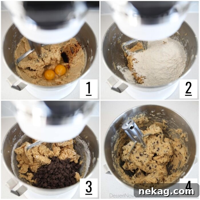 Step-by-step photos for how to make the best chocolate chip cookies.
