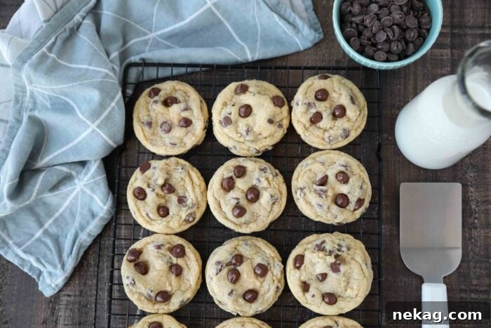 Best chocolate chip cookies on a wire cooling rack.