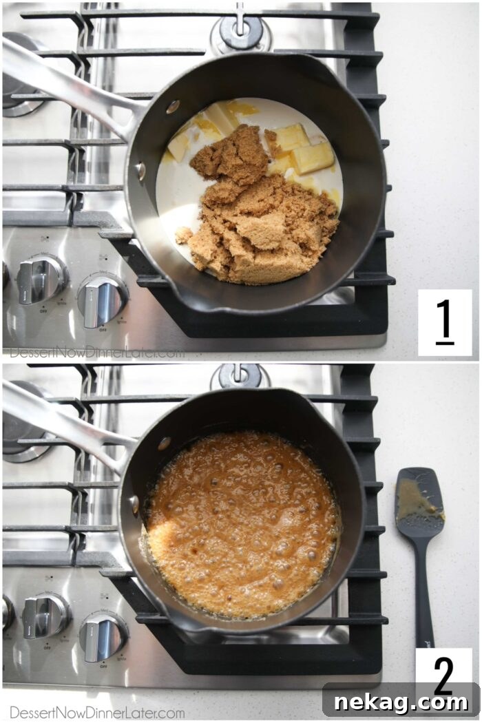 Brown Sugar Frosting Recipe Steps 1-2.