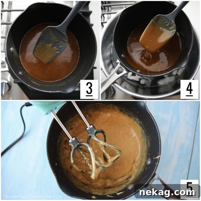 Brown Sugar Frosting Recipe Steps 3-5.