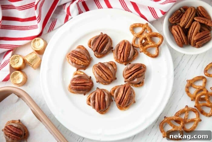 Rolo Pretzel Bites on a plate.