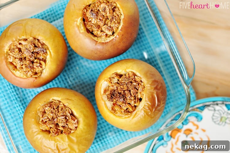 Baked Apples Stuffed with Peanut Butter Granola 4 Baked Stuffed Apples with Peanut Butter Granola | {Five Heart Home for Dessert Now, Dinner Later}