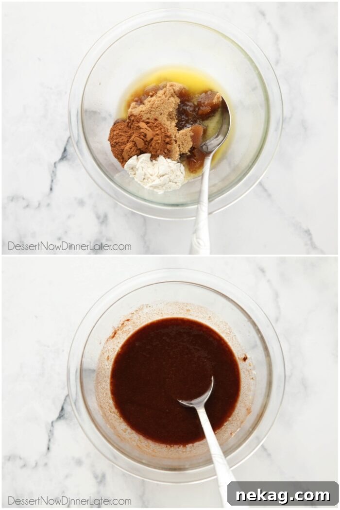 Steps to make cinnamon filling.