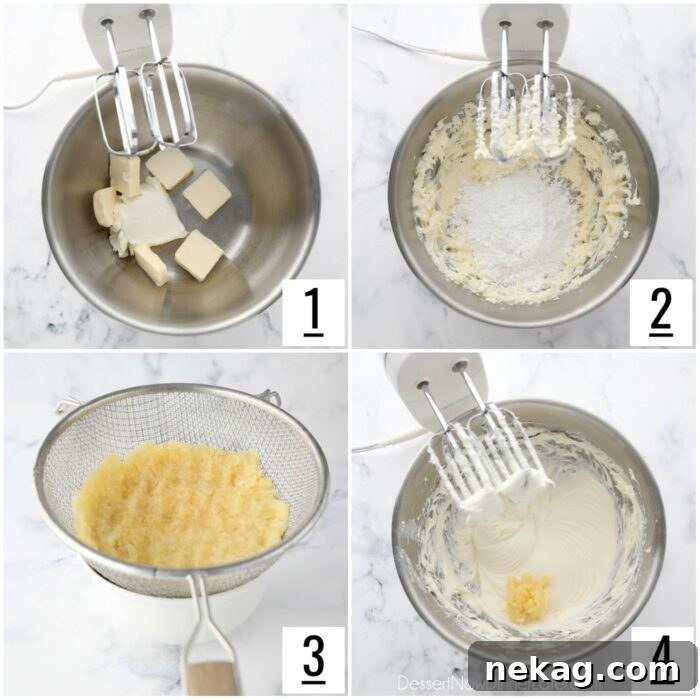 Steps to make pineapple cream cheese filling.