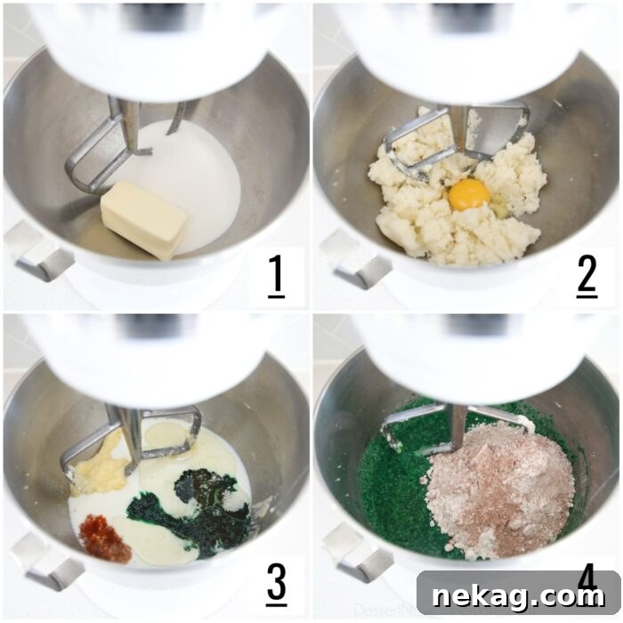 Making green cupcake batter.