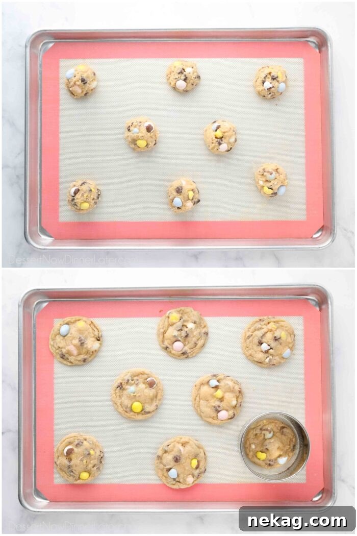 Cadbury Egg Cookie Recipe: Gooey Chocolate Candy Cookies 8 Before and after baking Cadbury egg Easter cookies.