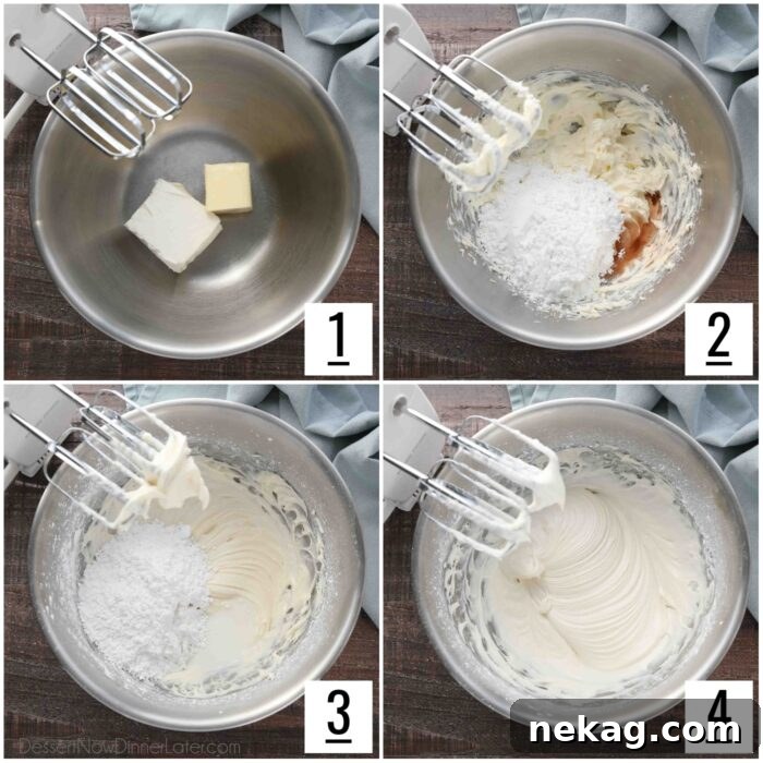 Homemade Cinnamon Rolls with Gooey Cream Cheese Frosting 11 Making cream cheese frosting.