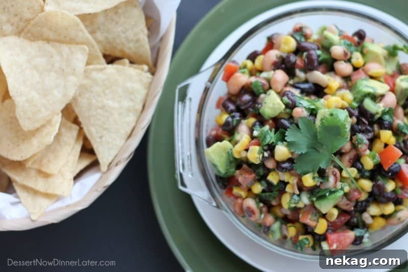 Cowboy Caviar Recipe with Video Tutorial 3 Cowboy Caviar is a chunky salsa-type dip with beans, avocado, tomatoes, corn and a zesty dressing. Great for picnics, potlucks, parties, or a game day snack!