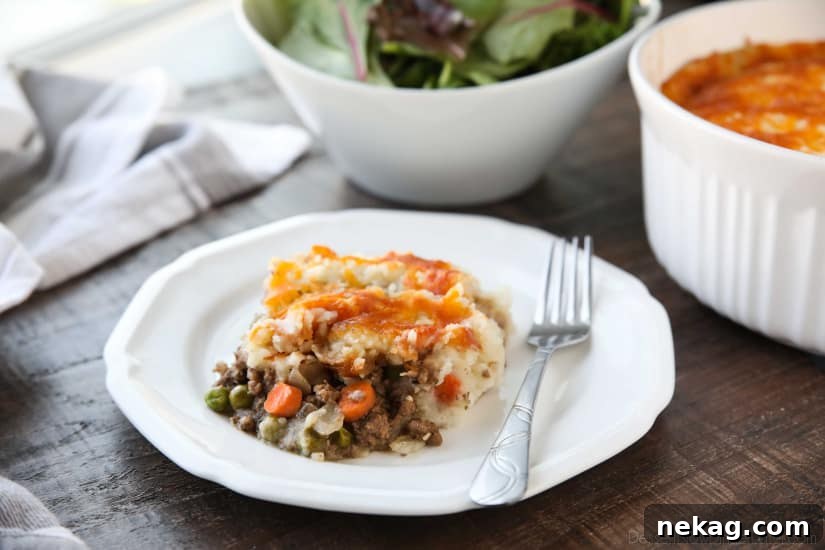Slice of Shepherd's Pie on plate