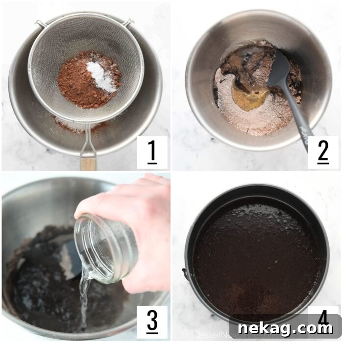 Decadent Black Tie Chocolate Mousse Cake Recipe 6 Steps to make chocolate cake.