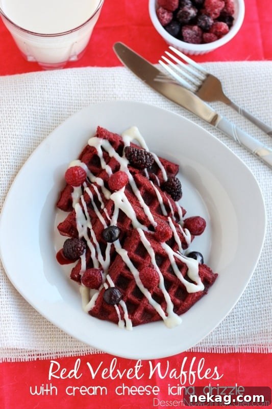 Red Velvet Waffles with Cream Cheese Drizzle Recipe 67 Red Velvet Waffles1