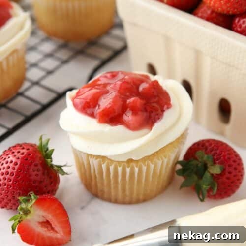 Strawberry Shortcake Cupcakes Recipe — Moist Strawberry Cupcakes 12 Valentine cupcakes made with strawberry sauce, whipped cream cheese frosting, and vanilla cake.