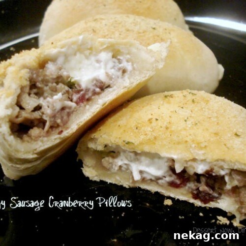 Creamy Sausage Cranberry Pillows